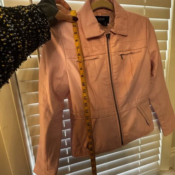 Alfani Blush Pink Leather Zip-Front Jacket Y2K Piece - Picture 11 of 13